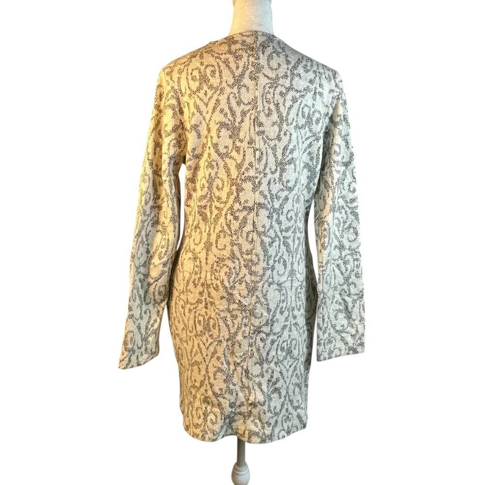 Cynthia Rowley Wool Blend Tapestry Knit Coatigan M Cream Gray - Picture 4 of 11